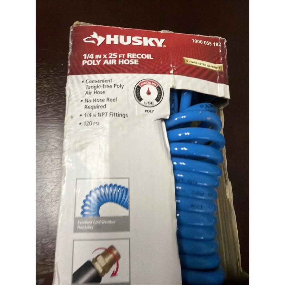 NEW!! HUSKY 1/4 in. x 25 ft. Poly Air Hose 1000 055 182 Light Weight